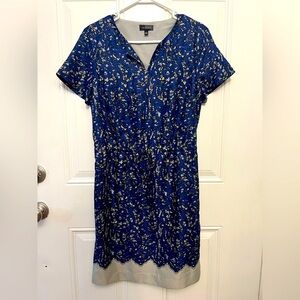 Blue and Gray Lace Printed Dress Size Small